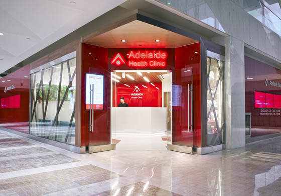 Outside and reception area of the Adelaide Clinic. Photograph is taken from the concourse level of First Canadian Place in downtown Toronto.