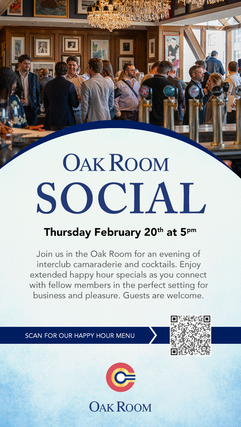 Oak Room Social - Thursday, February 20th at 5pm